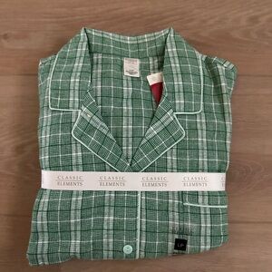 Classic Elements Green and White Plaid Shirt Jacket